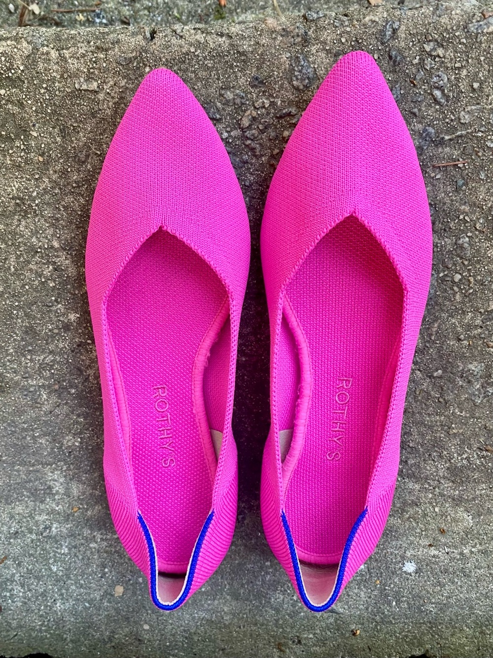 Rothy’s Pointed Toe Flats in Hot Pink